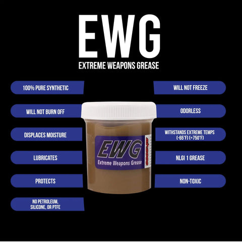 Extreme Weapons Grease EWG For Firearms, Synthetic Light Grease With Extreme Pressure, Pro Grade Shield Against Friction And Wear, 4 Oz Jar