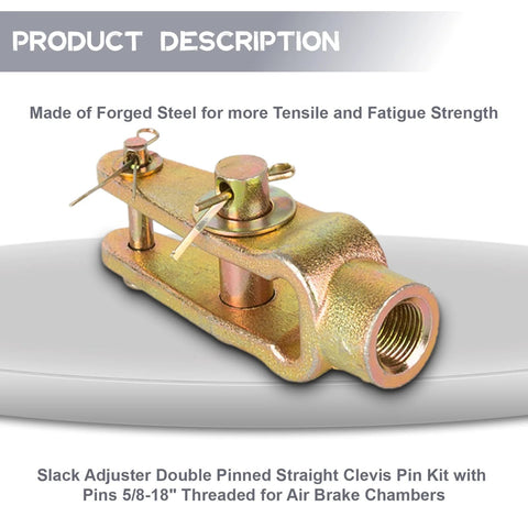 Double Pinned Slack Adjuster Clevis Pin Kit With 5/8-18 Threaded Pins, Durable Heavy Duty Truck Grade, Close-Up View