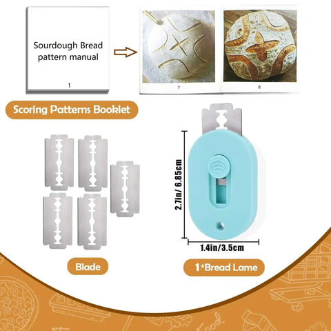 Magnetic Bread Lame For Sourdough Scoring No Swap Blade System Extractable Design Includes 5 Razor Blades No Fuss Safe Slashing Tool For Home Bakers Bread Making Essentials with scoring booklet and blades.