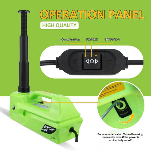 Electric Car Jack 5 Ton 12V Hydraulic Lift With LED Light And Built In Safety Hammer Lifting Range 6.1 To 17.7 Inches