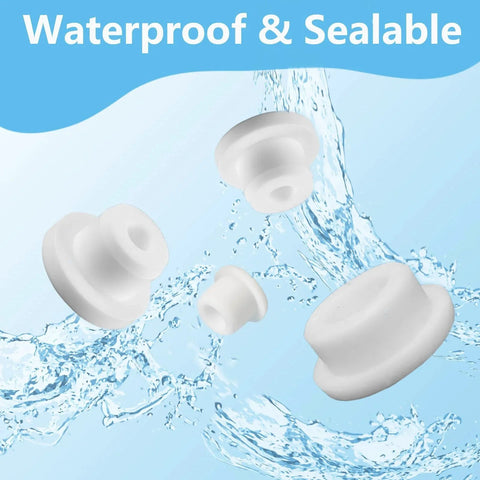 24 Piece Silicone Bathtub Hole Plug Set In White With 4 Sizes Fitting 12mm 14mm 16mm And 22 To 23mm Drains Waterproof Tub Jet Covers