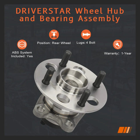 Rear Wheel Hub And Bearing Assembly Pair 512370 For Toyota Yaris 2006-2014, Prius C 2012-2015, Scion iQ EV 2013 With 4 Lug ABS
