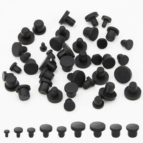 90 Pcs Silicone Rubber Hole Plugs Set With 9 Diameter Sizes 3.5mm to 9.5mm, T Type Solid Silicone Plug Caps for Powder Coating, Bottling, Tubing