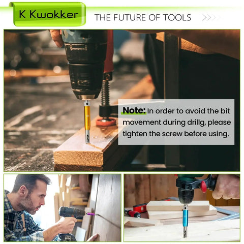 Self Centering Drill Bit Set For Hinges One Quarter Inch Hex Shank Vix Bit From Five Sixty Fourths Of An Inch To One Quarter Inch Pro Grade Durable For Metal Wood Aluminum Copper Stainless Steel Cabinets Doors Windows Kwokker in use.