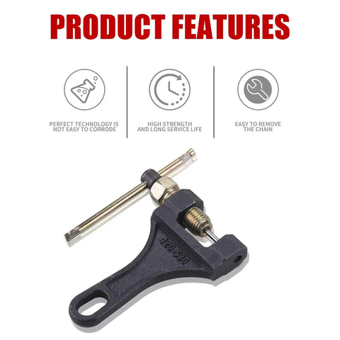 Chain Breaker Tool 420 428 520 525 528 530 For Dirt Bike ATV Quad Go Kart Scooter Motorcycle Bicycle, close-up view