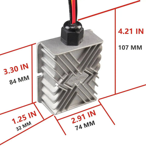 Isolated DC To DC Converter 30V 120V Input To 12V Output 10A 120W Step Down Power Supply dimensions shown in inches and millimeters