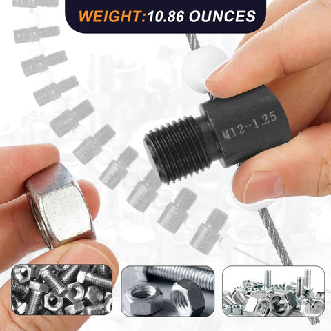 Nut And Bolt Thread Checker With 26 Male And Female Gauges 14 Inch And 12 Metric, close-up of gauge and nut in hand