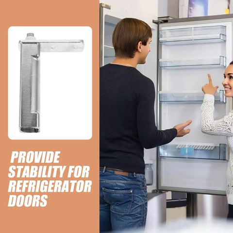 Automatic Stainless Steel Freezer Door Closer Pivot Hinge Replacement, Adjustable 4.33 X 2.76 Inches, Commercial Refrigerator Door Hardware For Reliable Self Closing And Energy Efficiency By JECOMPRIS next to an open refrigerator.