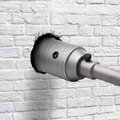 Two Piece 65mm Concrete Hole Saw Set With 220mm Shanks And Two And A Half Inch Diameter For Cement Brick Concrete Stone Wall Drilling Includes High Hardness Center Drill For Precise Positioning And Clean Fast Openings