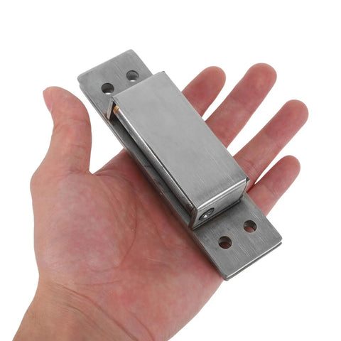 Concealed Adjustable 5 Inch Square Stainless Steel Wood Door Hinge For Hidden Cabinets And Bookcases in hand, silver finish
