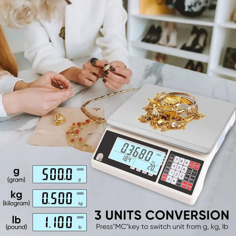 High Precision 30kg Digital Counting Scale With RS232 Port, Ultra Accurate 0.5g Readings, Large Backlit LCD displaying jewelry weight