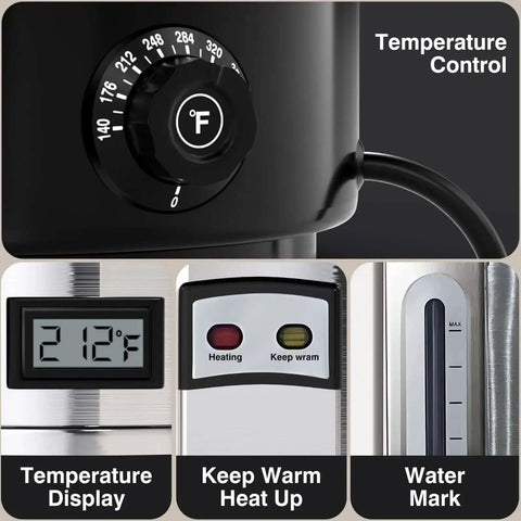 Commercial Coffee Urn 110-Cup 16L Fast Brew Stainless Steel Hot Beverage Dispenser temperature control display details