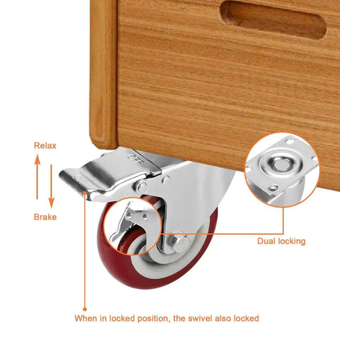 Close-up of Heavy Duty 5 Inch Swivel Caster Wheels Set With Locking Brakes And 1500 Lb Capacity Each 4 Pack Rubber Plate Casters