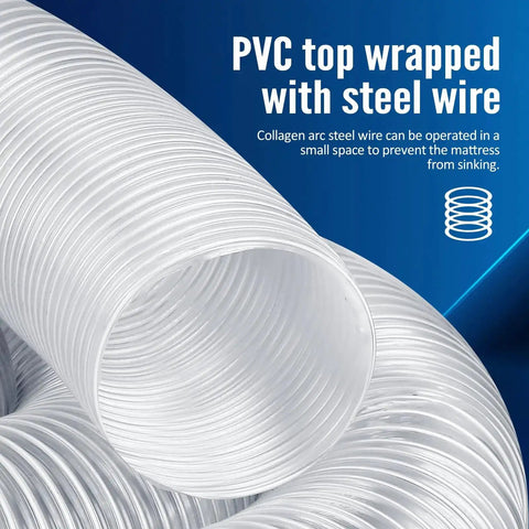 Heavy PVC 4 Inch By 50 Foot Clear Dust Collection Hose With Flexible Debris And Fume Flow and Steel Clamps, Coiled and Detailed