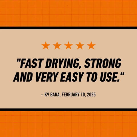 Customer review stating 'Fast drying, strong and very easy to use' for All Purpose Silicone Sealant Waterproof Indoor Outdoor 30 Minute Cure White 10Oz.