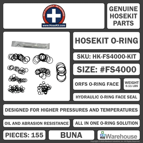 All-In-One ORFS Hydraulic O-Ring Face Seal Kit With 155 Buna-N O-Rings, 8 Sizes From 1/4 In To 1-1/2 In, packaging view