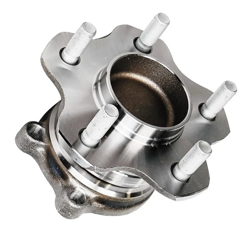 Close-up of 4 Pack Front And Rear Wheel Bearing Hubs For Nissan Altima 2007 To 2019 Maxima 2009 To 2019 5 Lug FWD Replacement Kit