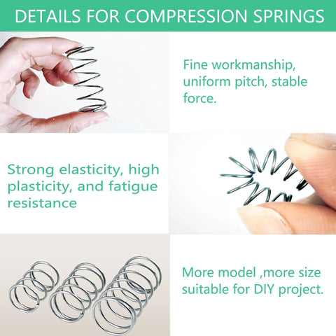 Stainless steel compression springs kit; 450 pcs in 24 distinct sizes for DIY repair projects