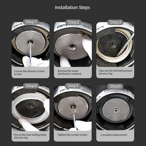 Installation steps for 51mm Silicone Steam Ring Replacement for Espresso Machines, focusing on Delonghi EC models