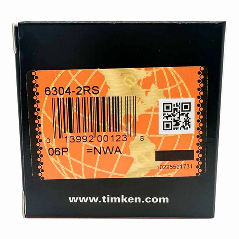 Timken 6304-2RS double rubber seal bearings, 20x52x15 mm, 2-pack in black box