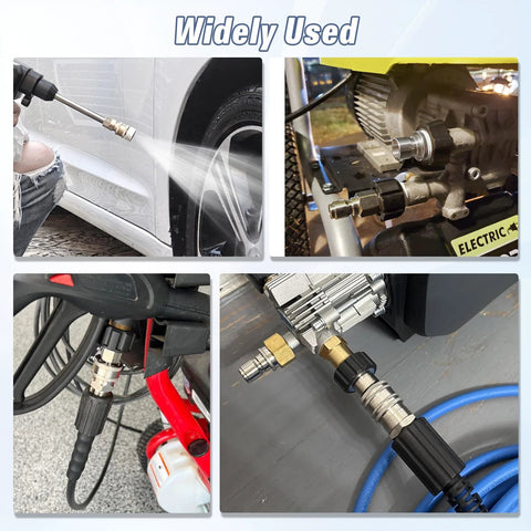APOWER stainless steel pressure washer quick-connect kit with M22-14mm to 3/8 inch adapters, 9 pcs