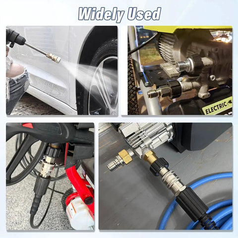Stainless Steel Quick Connect Kit For Pressure Washer M22 To Three Eighths Inch Quick Disconnect, Nine Piece Set By APOWER in use