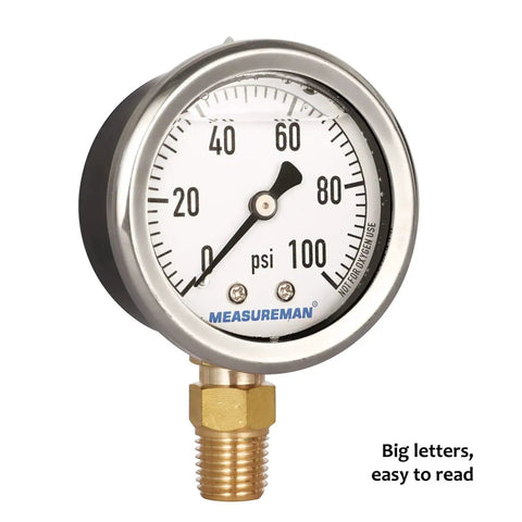 Heavy Duty 2 Inch Dial Glycerin Filled Pressure Gauge For Gas And Liquid Not Corrosive To Brass With Vibration And Pulsation Resistance