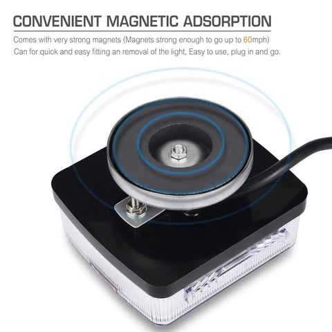Linkitom magnetic LED trailer light kit, close-up view, black housing with clear lens and magnetic base.