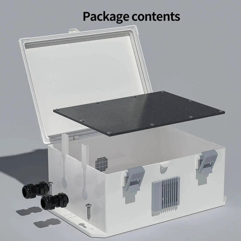 Rugged Outdoor Electrical Junction Box With Waterproof ABS Enclosure, Hinged Cover, and Internal Mounting Panel, Open View