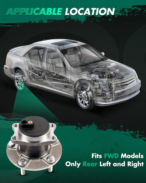 Diagram showing Two Pack Rear Wheel Hub Assembly For Mitsubishi Lancer 2008 To 2016 2.0L 2.4L Outlander 2008 to 2013 5 Lug FWD Part 512394