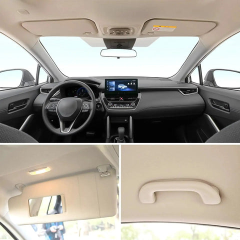 Interior view showing Beige Suede Auto Headliner Fabric 96 Inch By 60 Inch For Car Interior installed with various car features.
