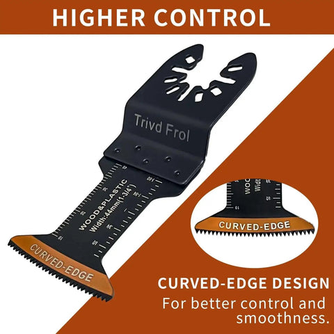 Curved Edge Oscillating Tool Blades 100 Pcs Universal Wood Multitool Set with Depth Guide, Pro Grade, High Carbon Stainless Steel.