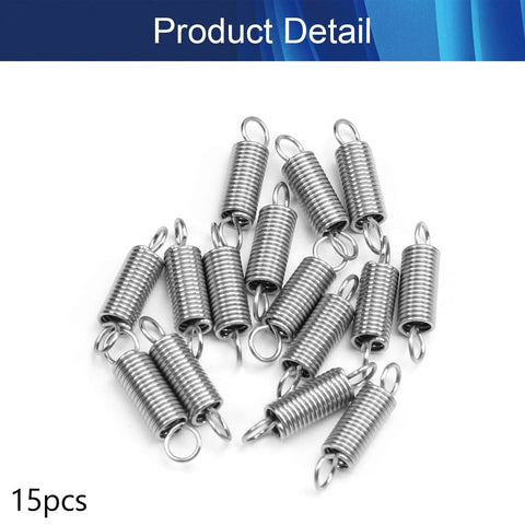Stainless steel dual-hook tension springs, 0.24 in OD, 0.98 in free length, 15 pcs