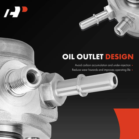 Close-up of oil outlet design on High Pressure Fuel Pump For Ford F150 Expedition Transit 150 250 350 2015-2022 Lincoln Navigator.