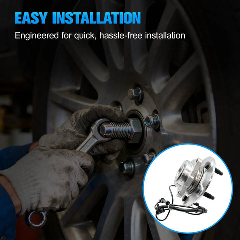 Mechanic installing Two Piece Front Wheel Hub And Bearing Assembly Set For Altima 2007 2018 Maxima 2009 2019