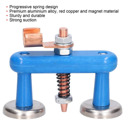 Pro Grade Magnetic Welding Support Clamp With Progressive Spring For Easy Attachment To Smooth Metal Surfaces Aluminum Alloy Copper Magnet Fixture Adjustable Ground Clamp Tool In Blue The Ultimate Welding Helper For Stable Fittings.