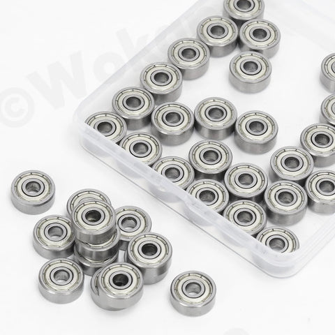 Miniature ball bearing set in tray, 72 pcs, double shielded ZZ, high carbon steel, assorted sizes