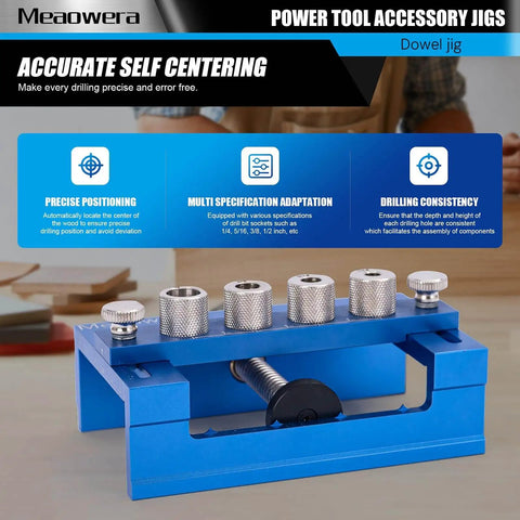Adjustable Dowel Jig Kit And Biscuit Jointer Set with titanium step drill bits on table for precise woodworking joinery