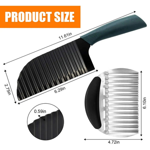 3 Piece Crinkle Cutter Knife Set For Veggies And Fruits, Stainless Steel Wave Fries Cutter Slicer For Potatoes, Cucumbers, Carrots And More