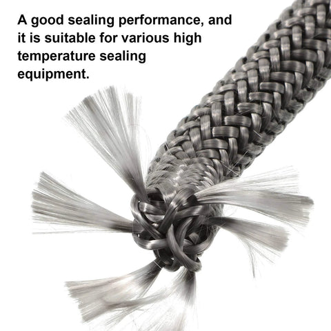 Boao wood stove door gasket rope, fiberglass braided seal, graphite-impregnated, 1/2 x 84 in
