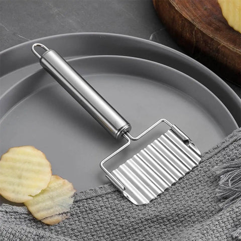 Two Pack Stainless Steel Ripple Potato Slicer And Crinkle Cutter For French Fries And Veggie Cutting Kitchen Gadget with Easy Grip