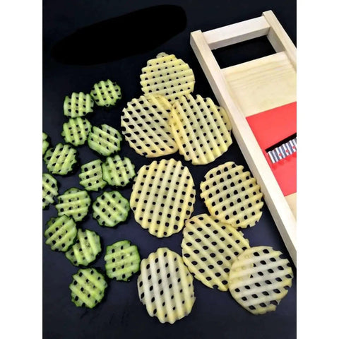 Wave Waffle Fries Cutter And Crinkle Slicer Set Stainless Steel For Potatoes And Carrots Lattice Chip Maker Kitchen Tool Blue Easy To Use And Durable Build