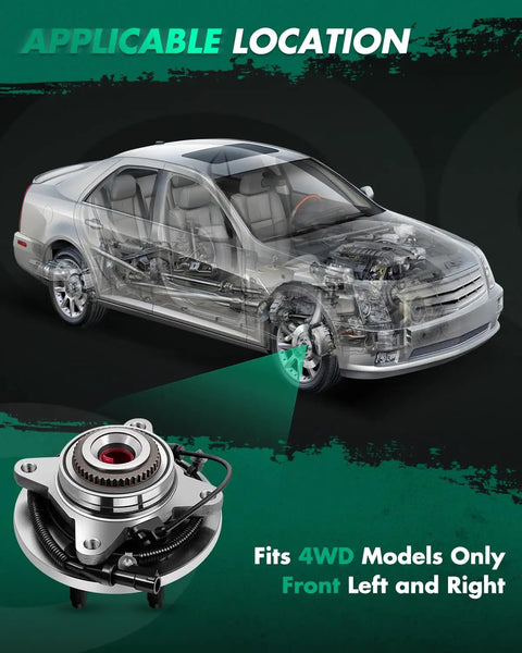 Front Wheel Hub And Bearing Assembly For Ford F150 2009 2010 Six Bolt Hub ABS Compatible Heavy Duty OE Reference 515119 displayed with car