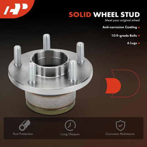 Solid wheel stud with anti-corrosion coating, 10.9-grade bolts, 6 lug design, highlighting rust protection and long lifespan.