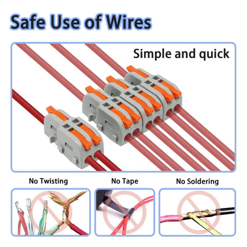 Close-up of 20Pcs Mini Lever Wire Connectors Set For 1 In 2 Out Splicing, Nylon Butt Terminal Block, compact DIY electrical use.