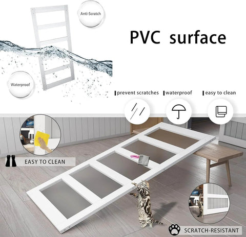 32In X 84In Frosted Glass Barn Door With 5 Panel Solid Wood Construction Waterproof PVC Surface displayed with anti-scratch features