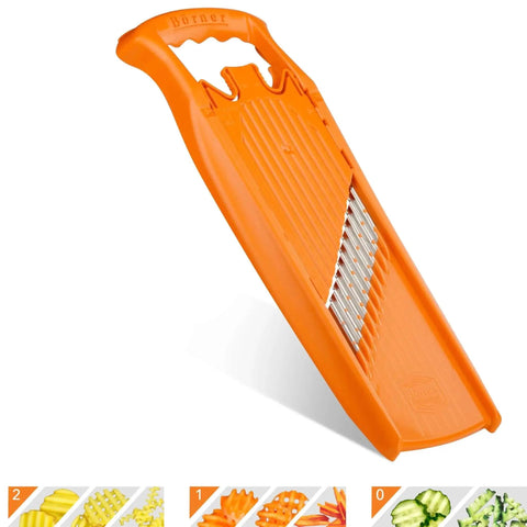 Wave Waffle PowerLine Veggie Slicer for Crinkle Cut, Waffle and Spirelli Styles with Adjustable Thickness, Fast Home Kitchen in Orange