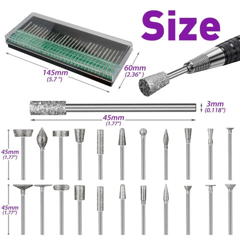 Do It All 52 Piece Diamond Grinding Bits Kit For Rotary Tools 1 8 Inch Shank Dremel Compatible with various shapes and sizes
