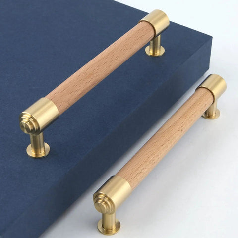 Modern Mid Century Brass And Wood Cabinet Pulls 3 Inch Center To Center Four Pack Kitchen Drawer Handles T Bar Design