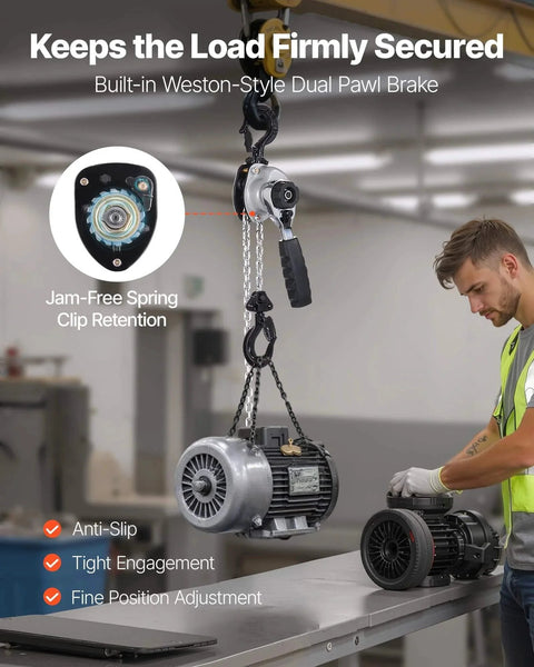 Manual Lever Chain Hoist 1/2 Ton 1100 Lb Capacity With G80 Chain Dual Pawl Brake lifting motor in warehouse